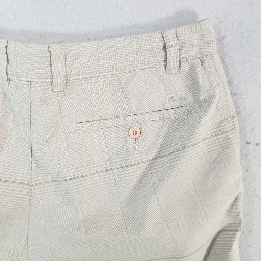 O'Neal shorts men's 34x10 beige plaid Bermuda outdoor Beach surf